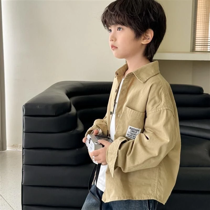 童装男童长袖衬衫痞帅男孩上衣新款秋装儿童春秋款衬衣潮中大童