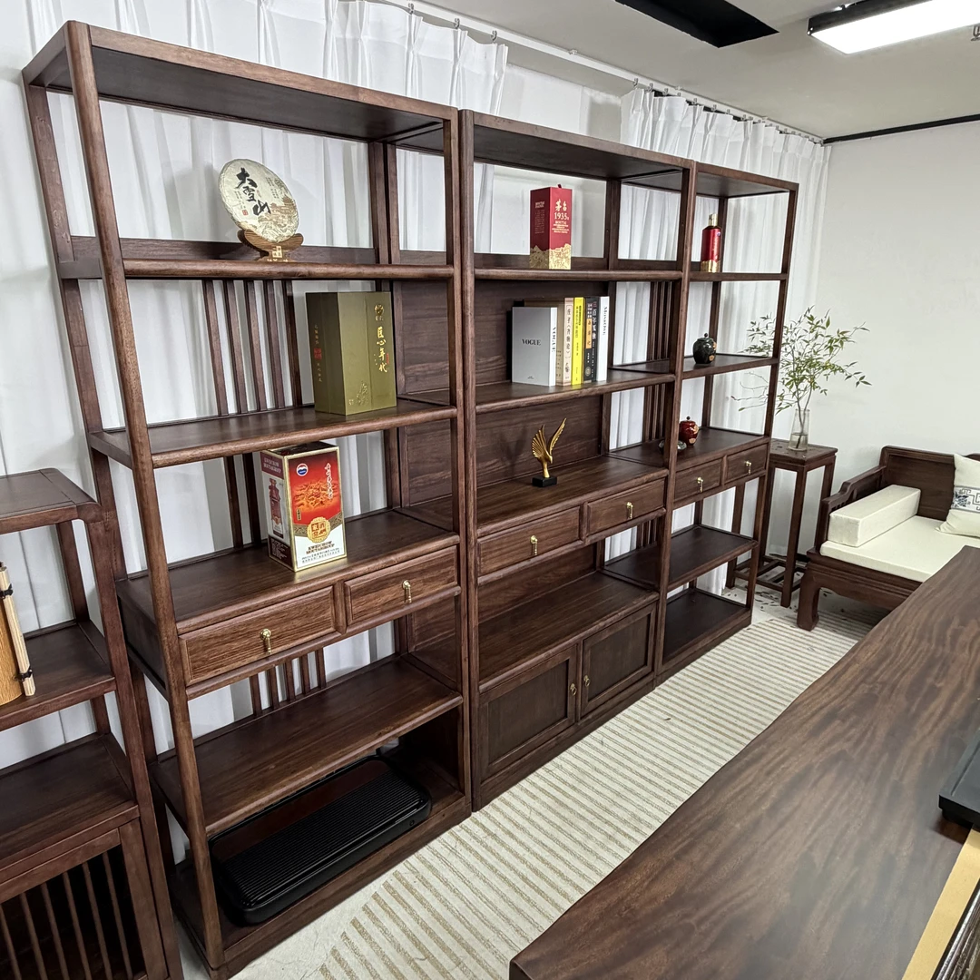 新中式乌金木全实木博古架展示柜储物柜书架