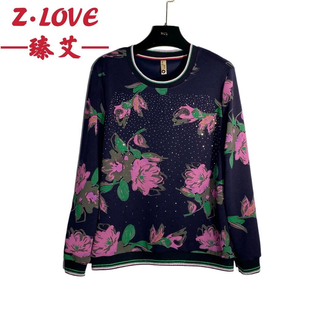 【植得花开她之花】欧韩时尚秋冬圆领长袖静奢风拼接针织T恤秋季