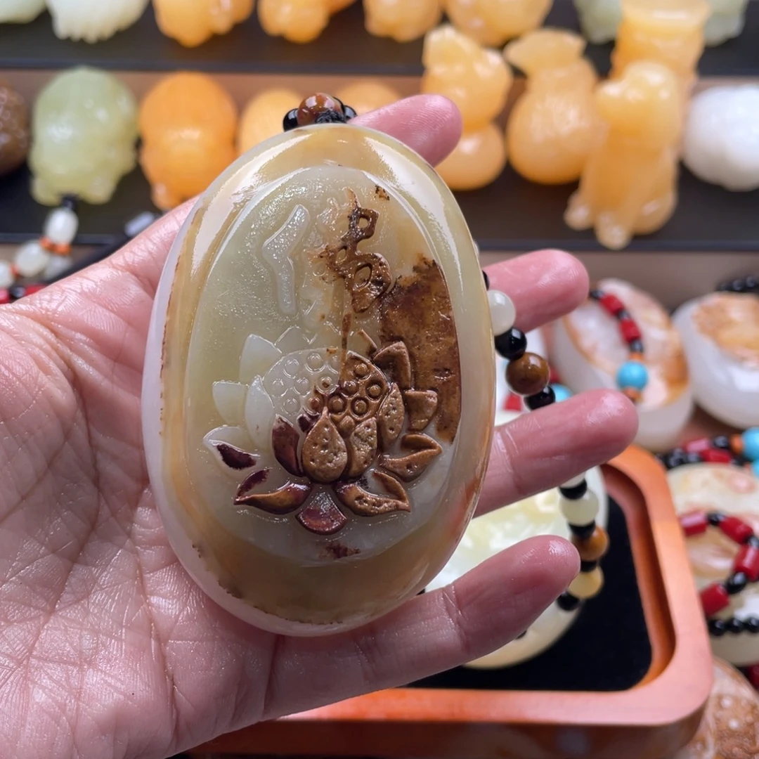 *****石材天然古青石手把件