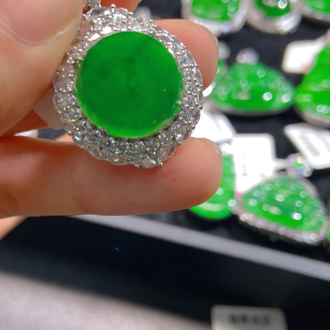 翡翠吊坠(不含链)银S925镶嵌