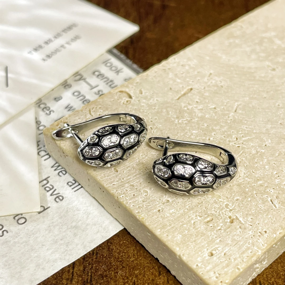 铜合金合成锆石耳饰 XG4-0704灵蛇耳环时尚百搭小众个性轻奢