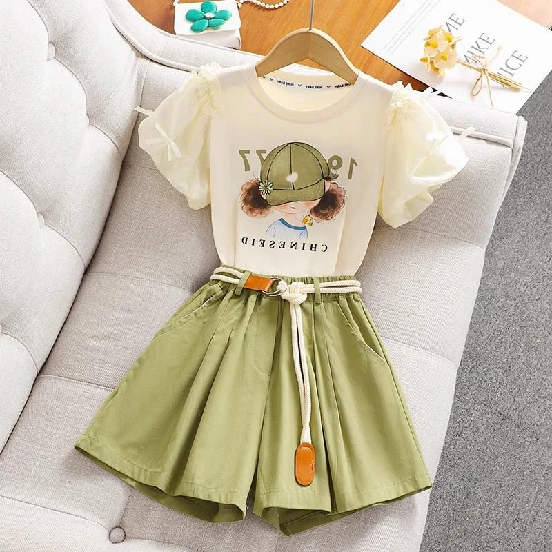 巴拉{商场同款}女童套装夏季洋气女大童短袖裙裤两件套女孩2025新