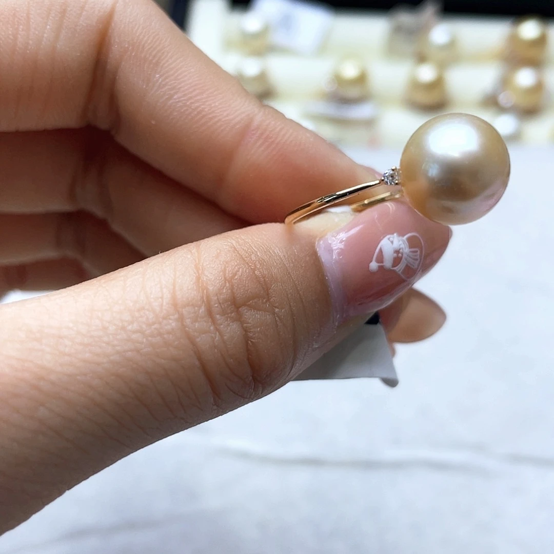 海水珍珠戒指18K金镶嵌