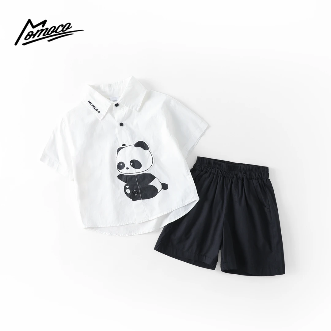 MOMOCO夏季款男童时尚可爱熊猫套装时尚两件套77230580005