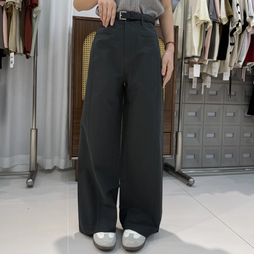 【坦姐严选 实体品质】高腰阔腿弯刀裤女早春简约宽松休闲 61018