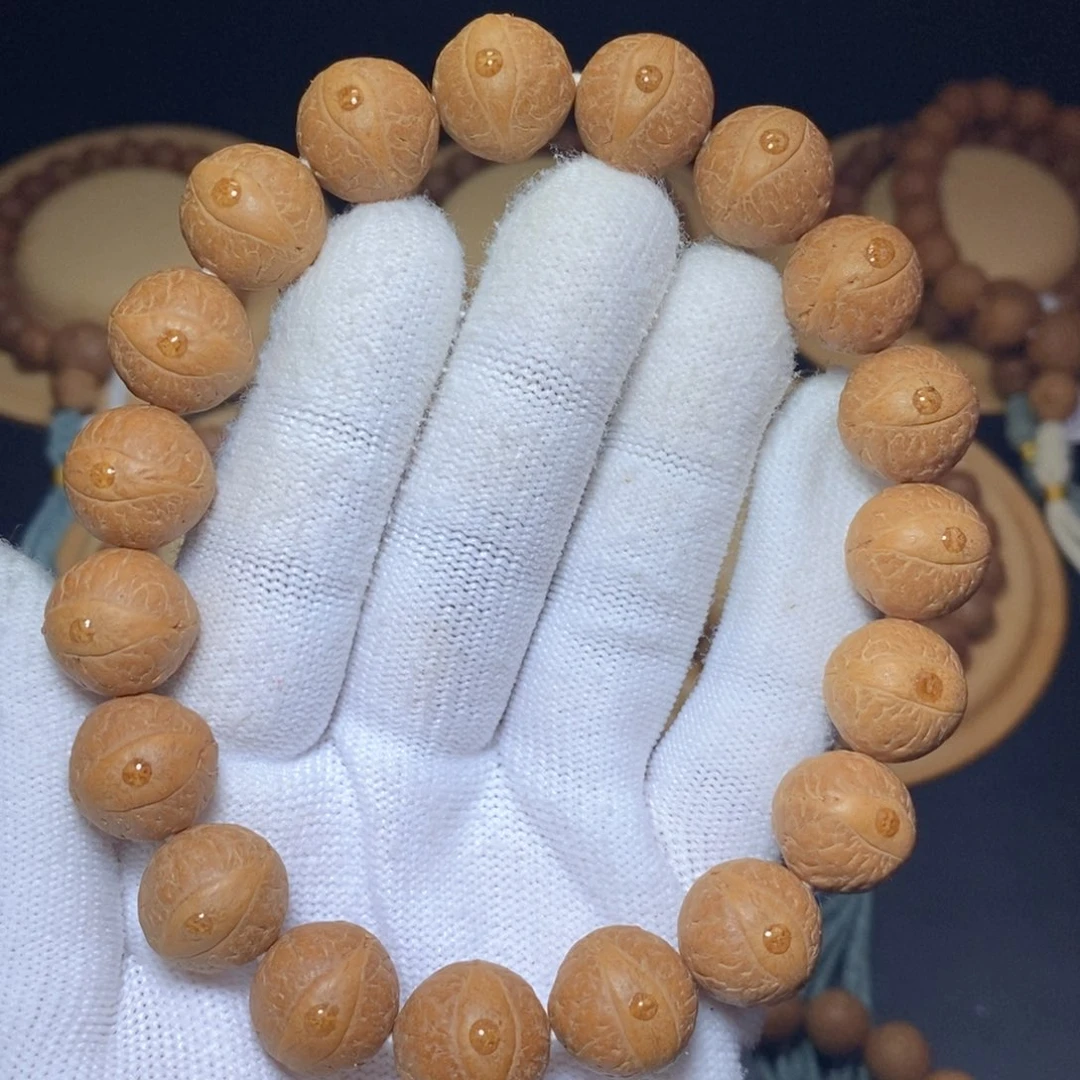 吊坠凤眼菩提14.5mm新籽玉华皮 红皮圆桩手串18颗