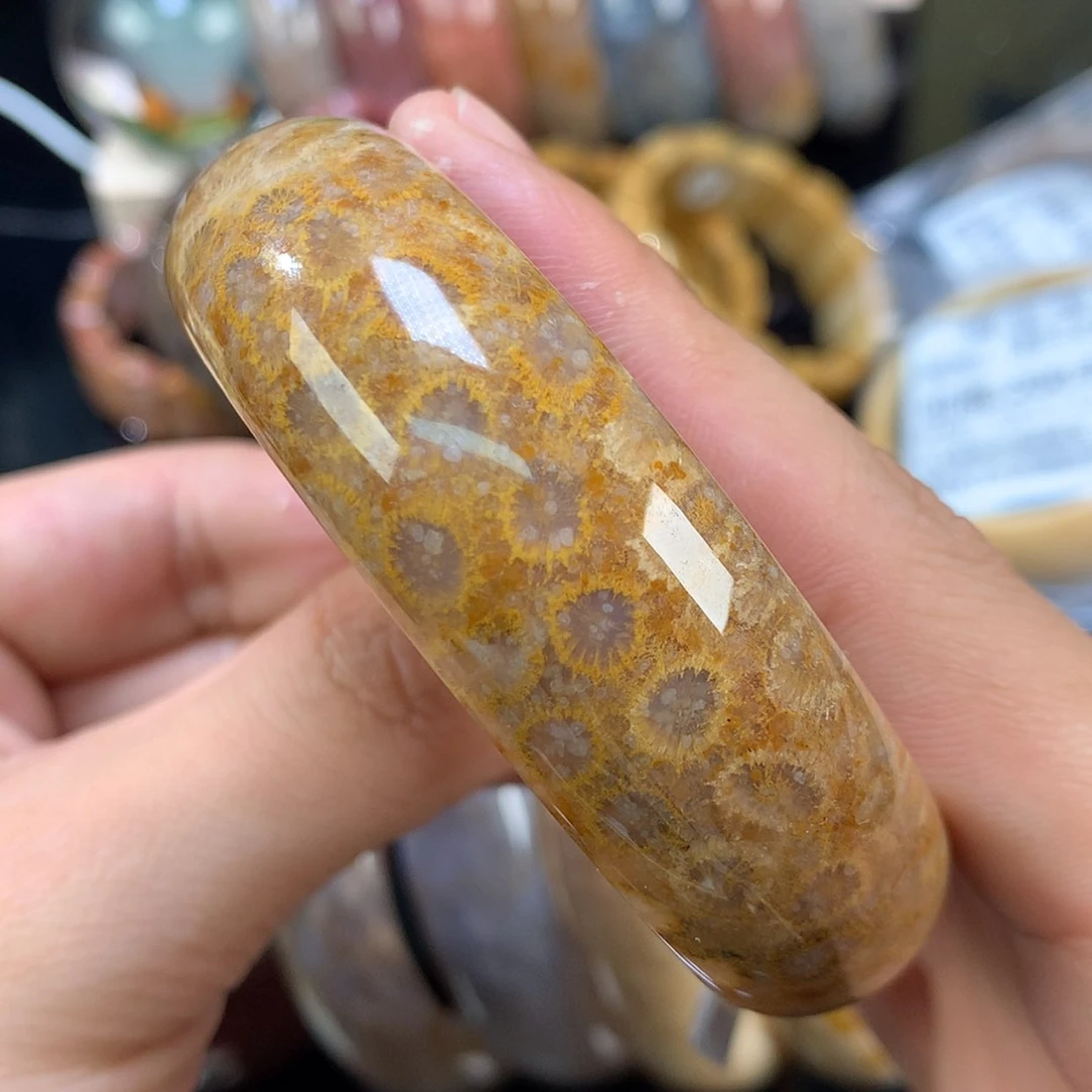 【闪购商品】颈饰未镶嵌硅化珊瑚（珊瑚玉）50号60.6圈双面浓郁金黄