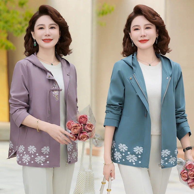 妈妈装中老年女装休闲外套宽松春秋新款时尚妈妈春装上衣50-60岁