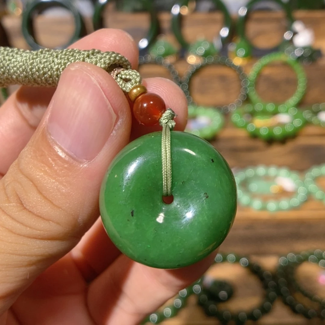 【闪购商品】和田玉未镶嵌吊坠(不含链)加拿大碧玉平安扣 24.5