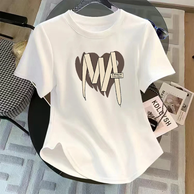 夏季短袖常规款圆弧下摆T恤女白色韩版休闲气质不规则上衣短袖T恤