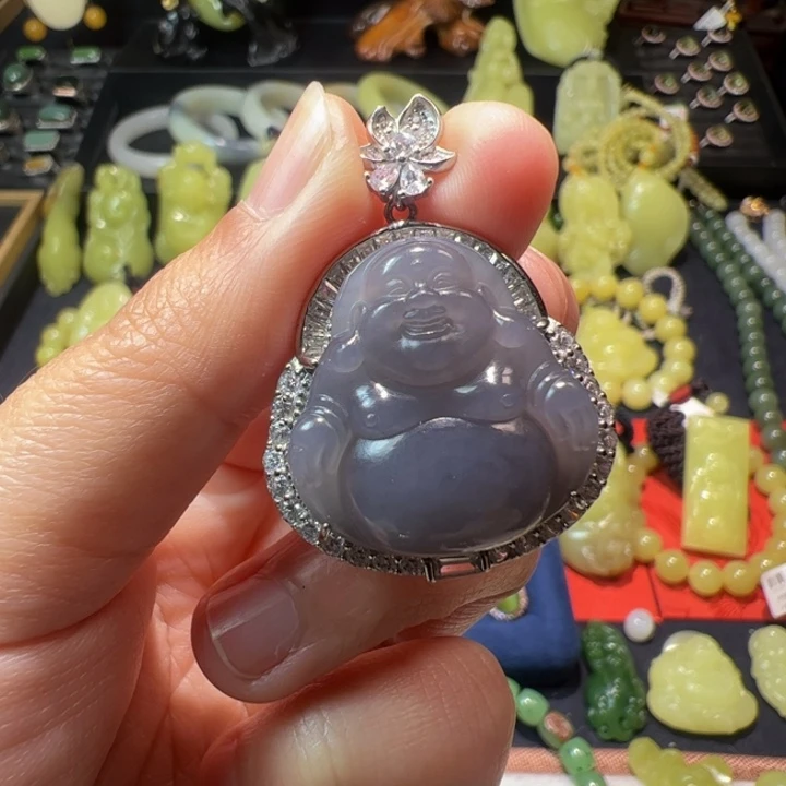 和田玉颈饰银S925镶嵌