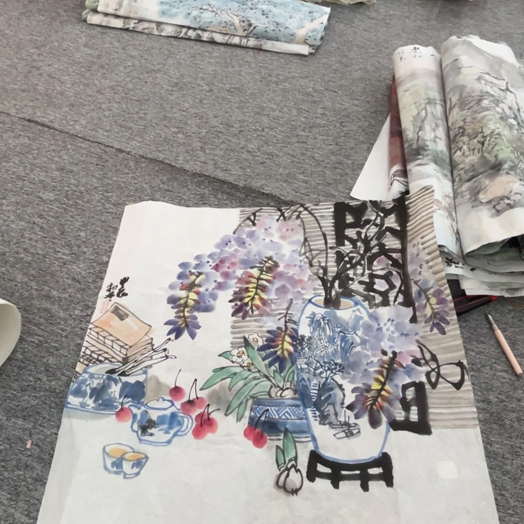 国画夏兆叶老师四尺斗方绘画微瑕介意慎拍