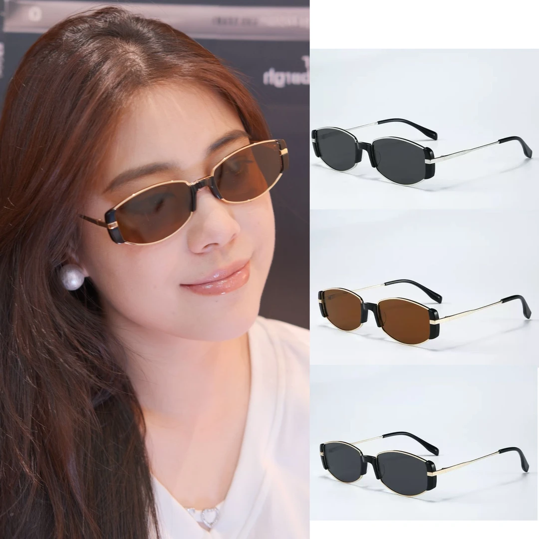 板材小棕镜复古摩登新款墨镜女猫眼茶色大脸显小百搭太阳镜MU9163