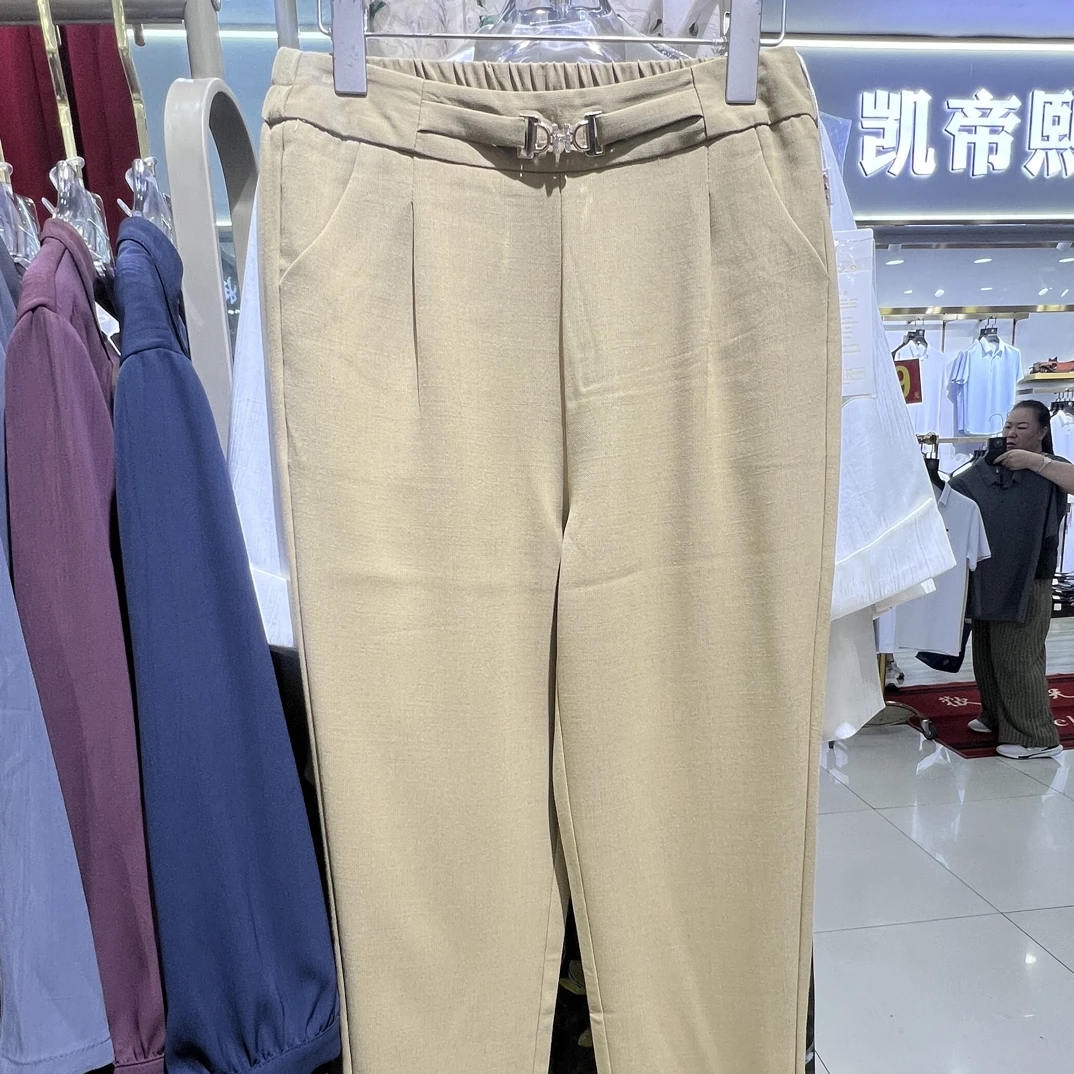 2218-10夏季薄款姜黄色显瘦小脚裤