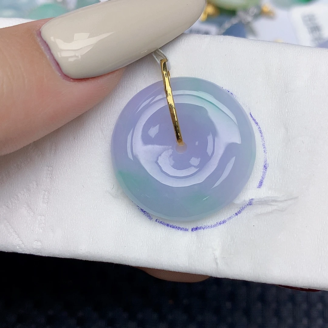 翡翠18K金镶嵌颈饰天然缅甸翡翠a货百元以上9元证书费自理