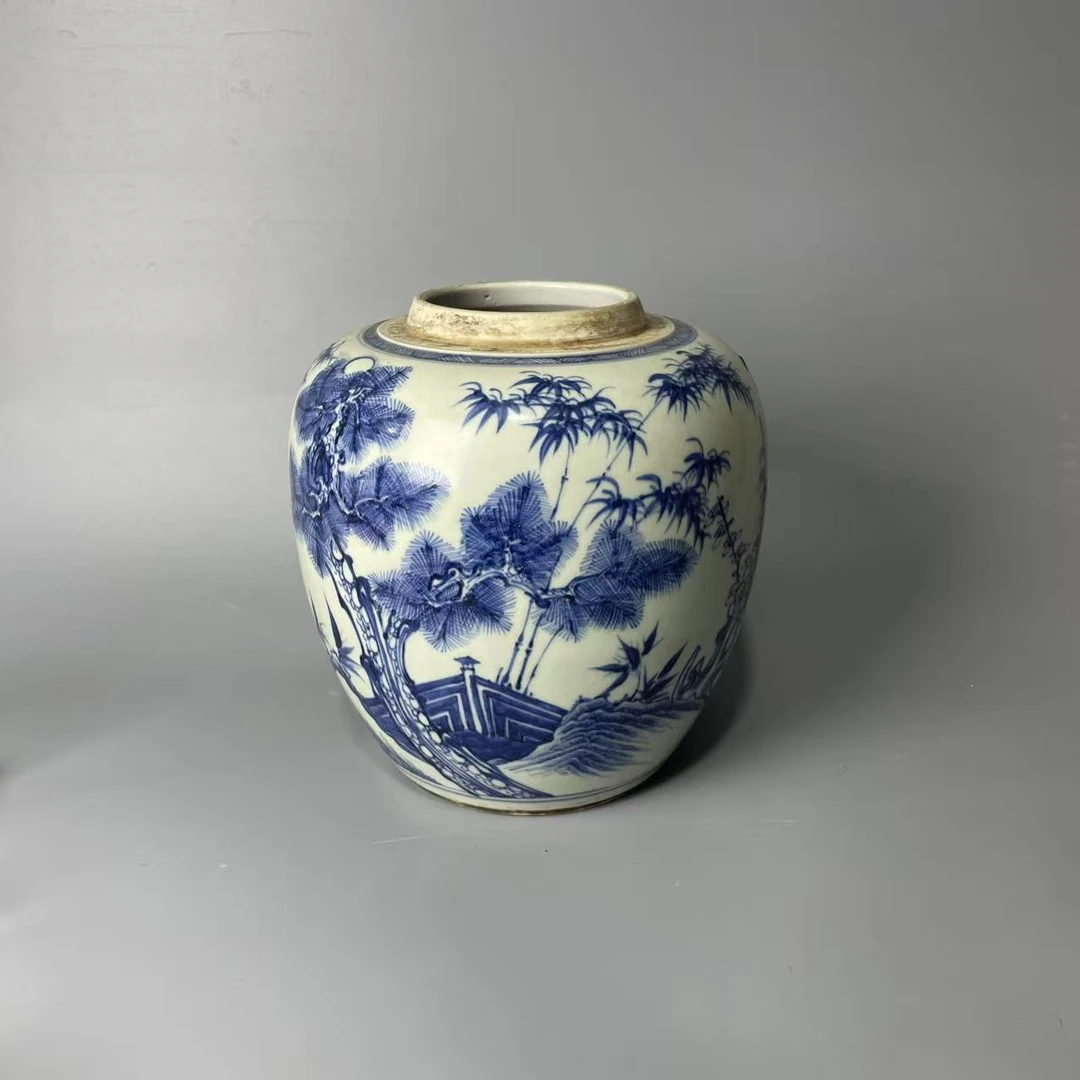 青花松竹梅罐一个