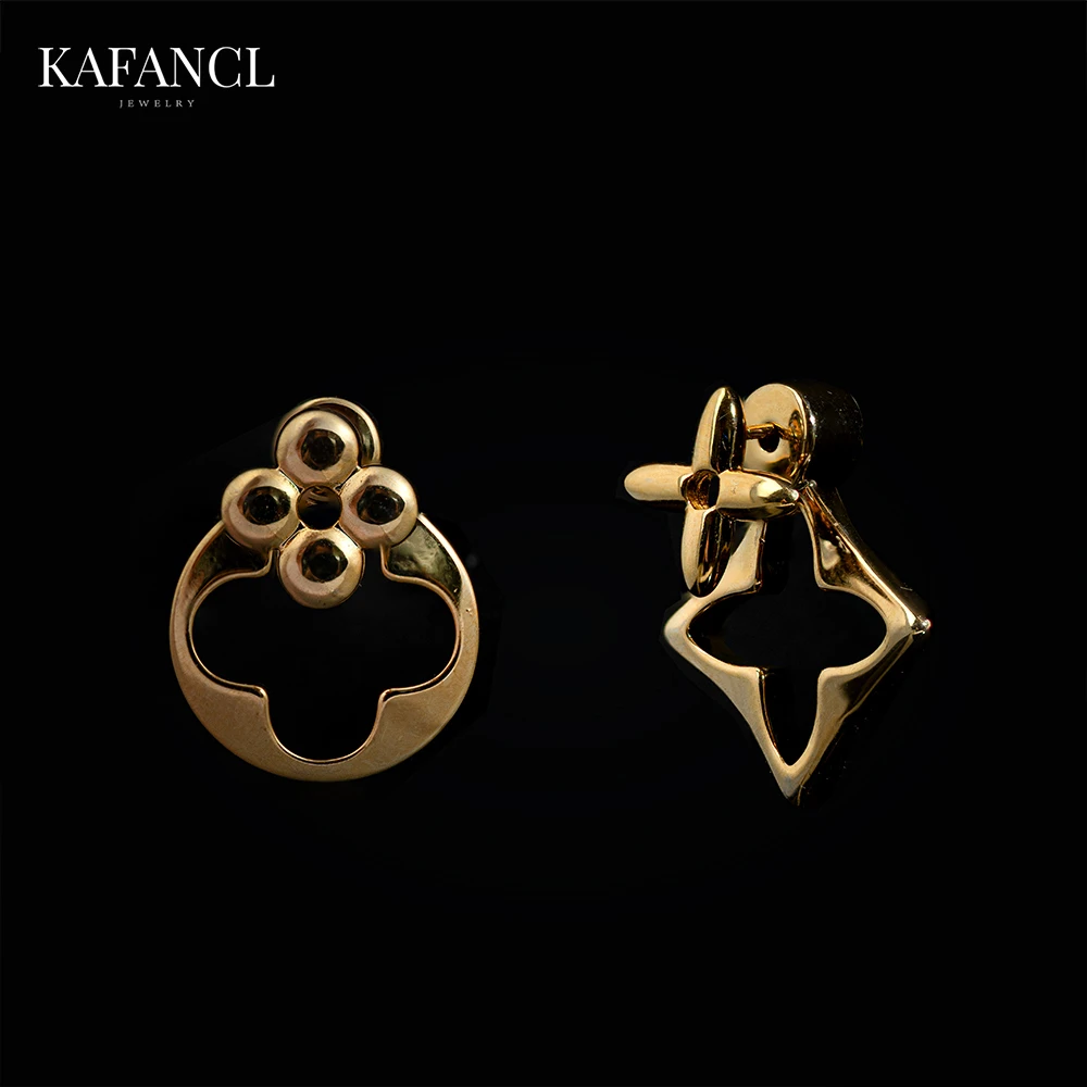 合金耳饰 925银针 镀K金 老花不对称镂空耳饰 ZF-A47