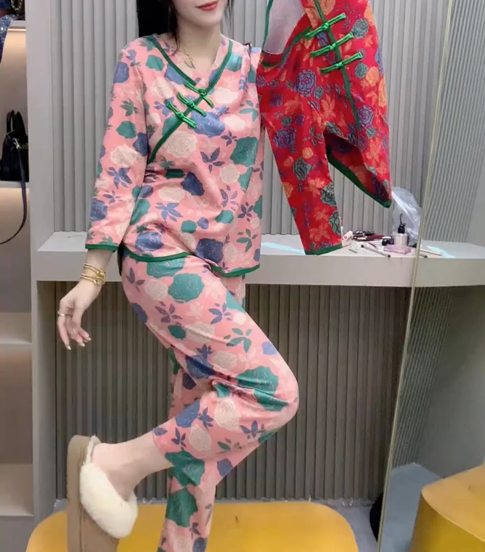 新花型国风家居服两件套【实物微色差】