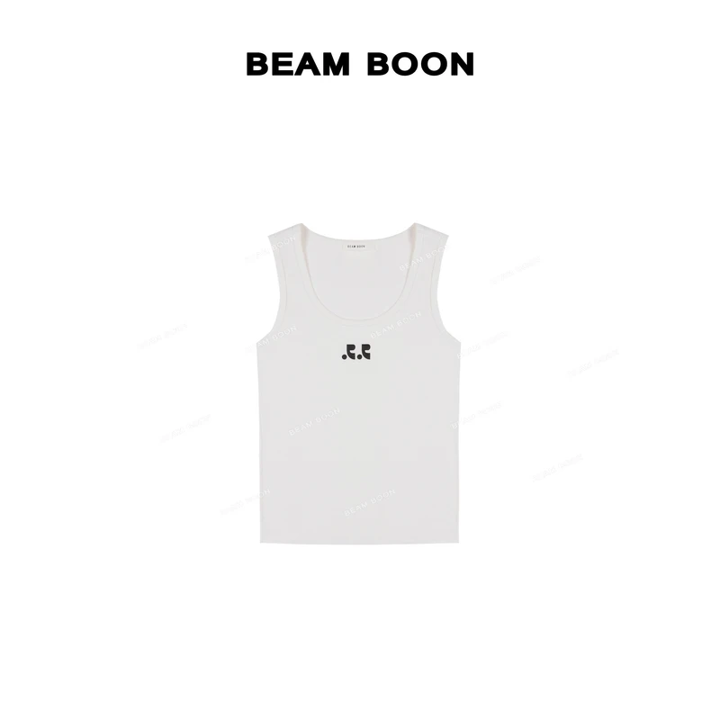 Beam Boon|【珍妮糖果屋】修身U领弹力舒爽棉显瘦百搭无袖背心