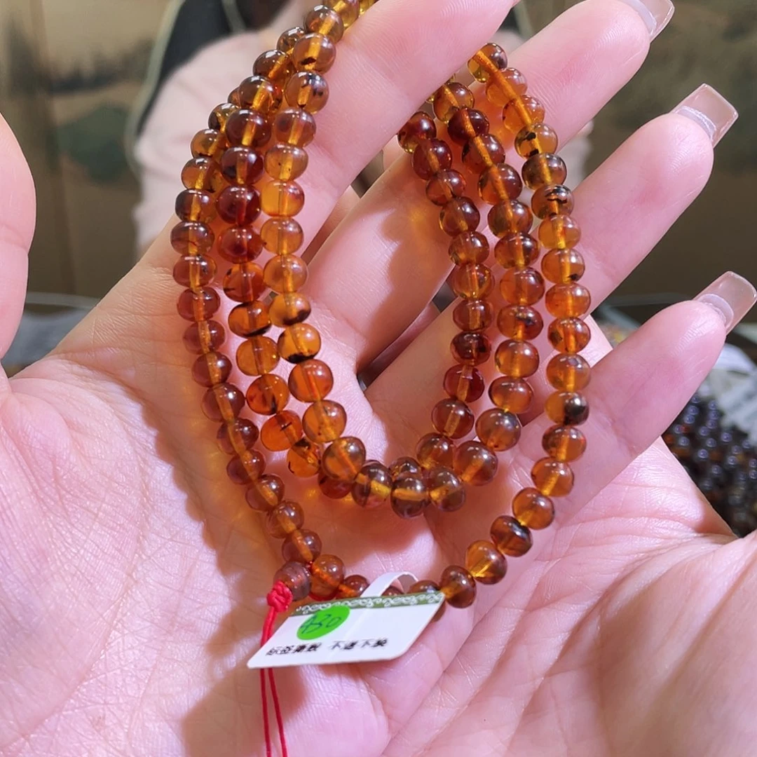 未镶嵌琥珀裸石6+樱桃红108