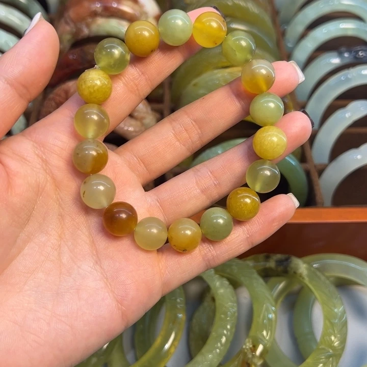 蛇纹石玉合金手链