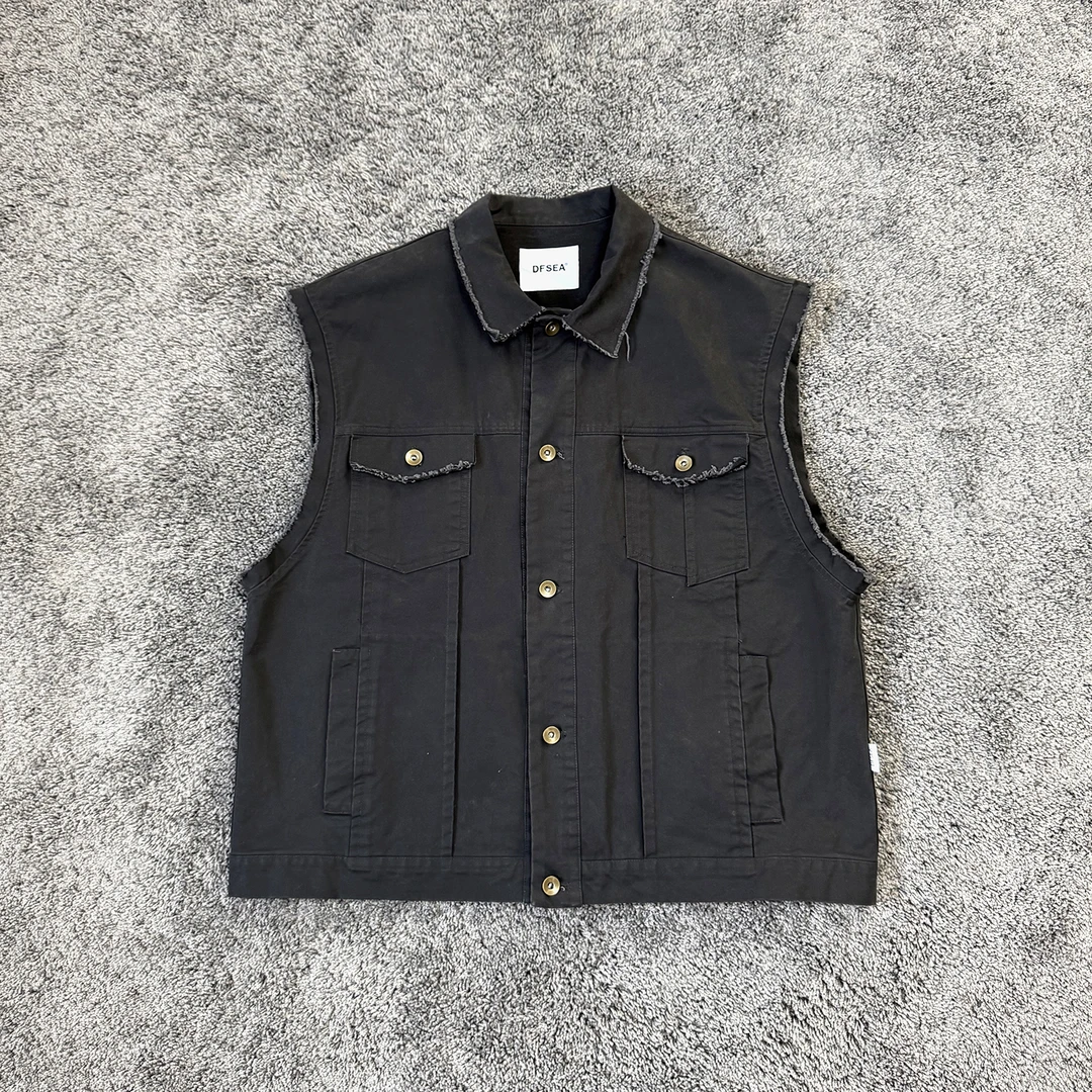 【双11】 进口YKK日制纽扣 水洗毛边破坏  马甲外套