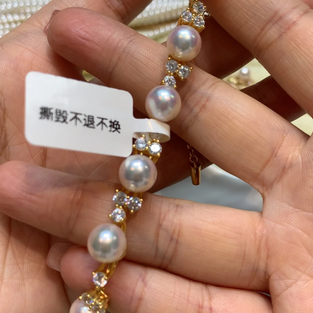 海水珍珠手链银S925镶嵌