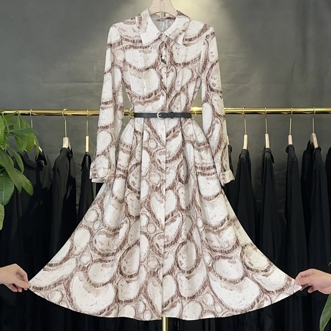 【RG5357】蕾丝气质时尚女士长款设计师优雅长袖轻奢春夏修身连衣裙