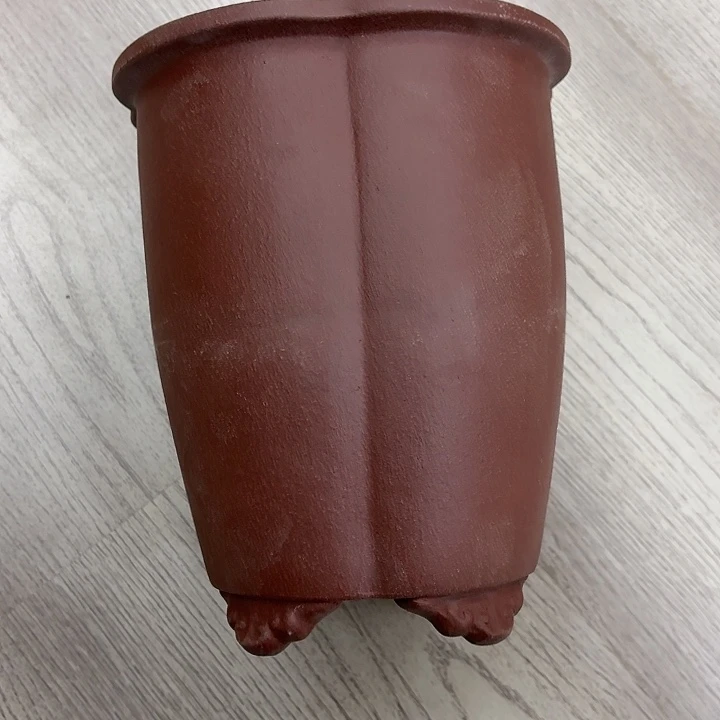 紫砂花盆微瑕四方梅花口金钟紫色