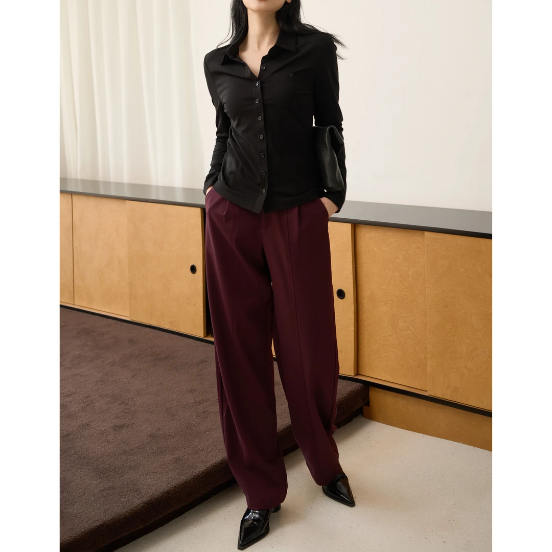 【不被定义】解杨裁剪时髦小阔腿弯刀裤 百搭显瘦25春西裤