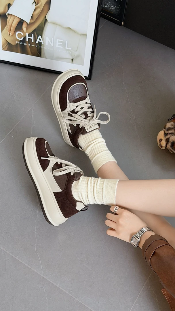 板鞋日常休闲板鞋厚底秋季  跟高3CM 6858-1