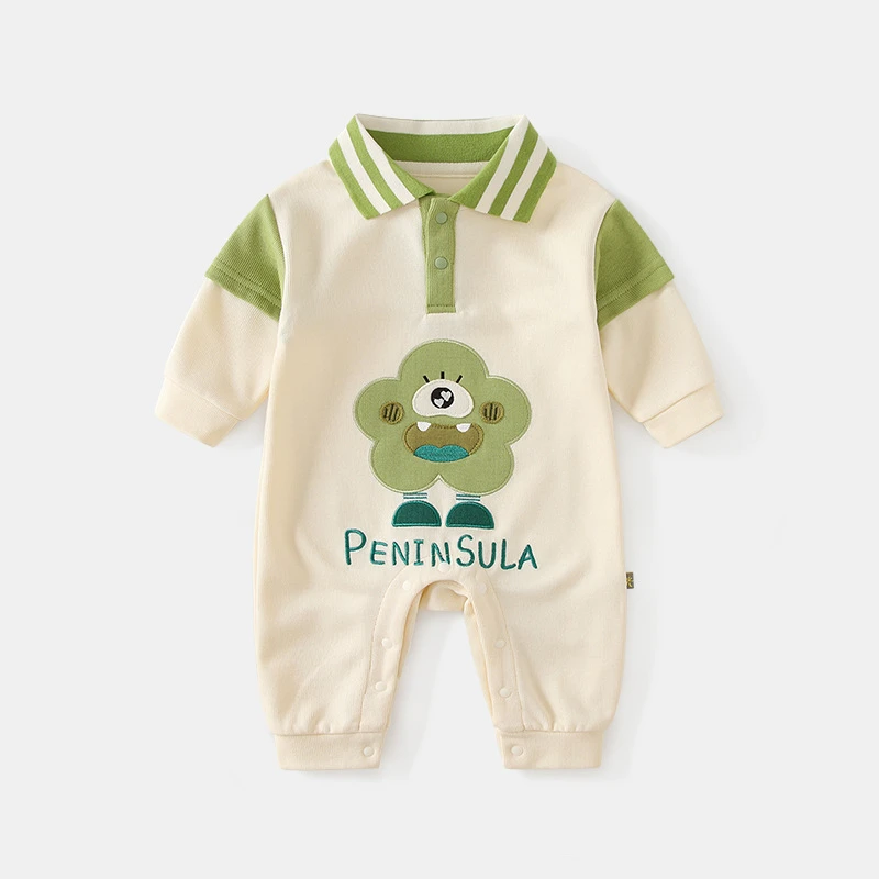 婴儿连体衣春季男宝宝衣服卡通小怪兽婴幼儿外出服洋气宝宝爬服
