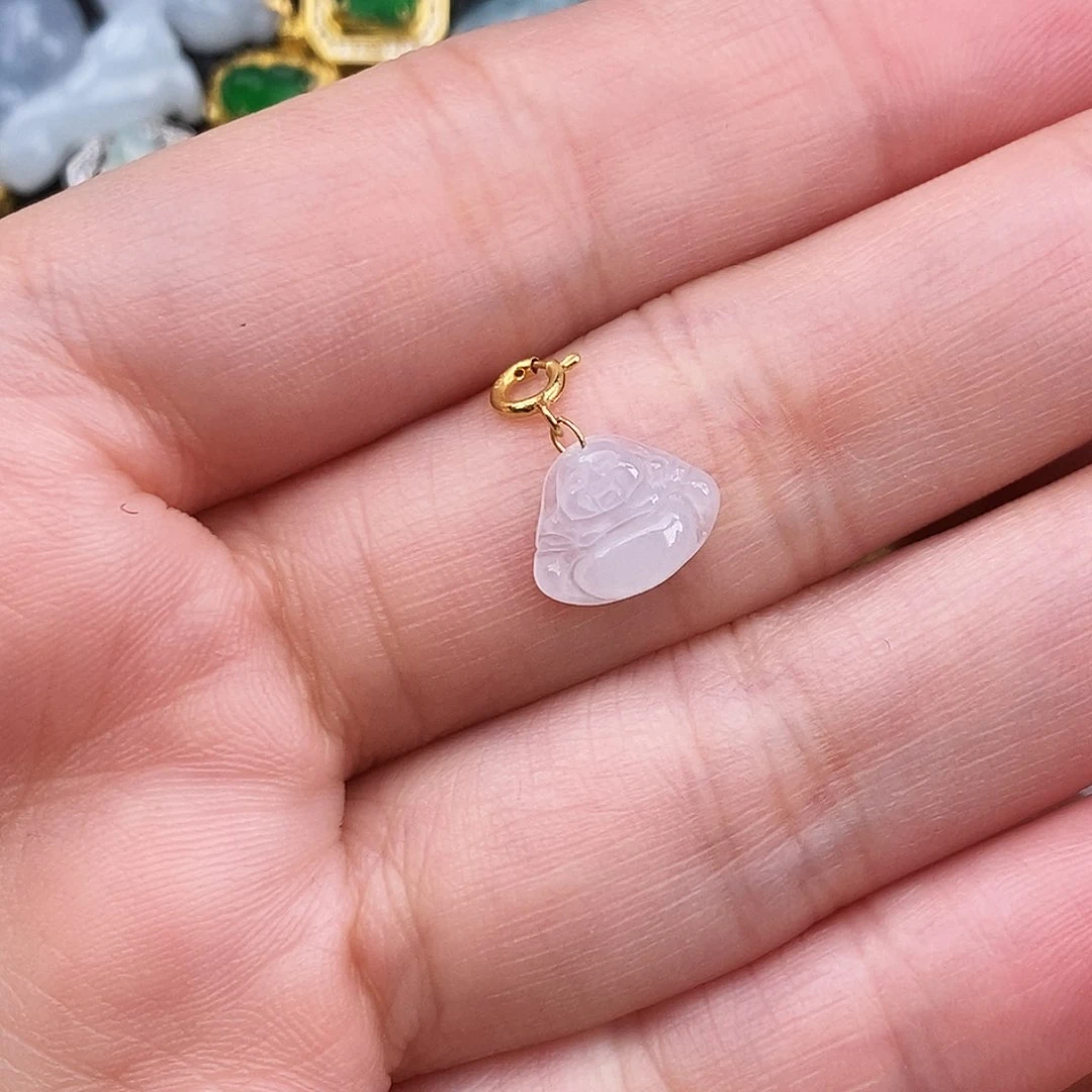 翡翠颈饰18K金镶嵌佛公