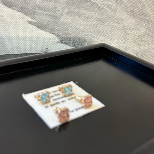 铜合金合成锆石耳饰 小个花花耳环EH2383