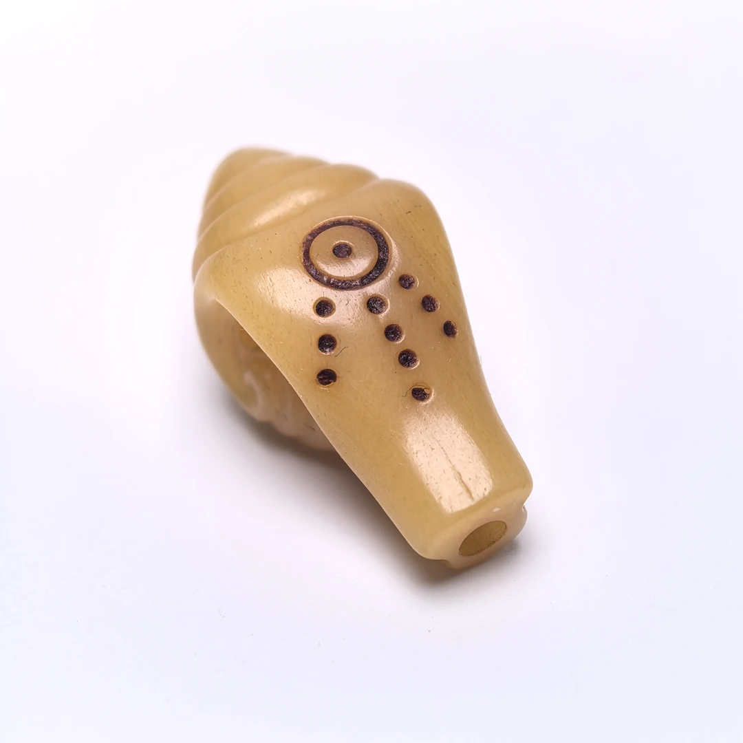 驼骨雕刻藏式法螺 咒点文玩配饰三通11mm+