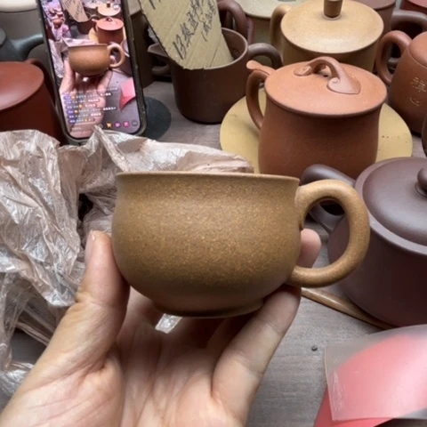 茶杯紫砂泰****许全手工原矿黄缎主人杯