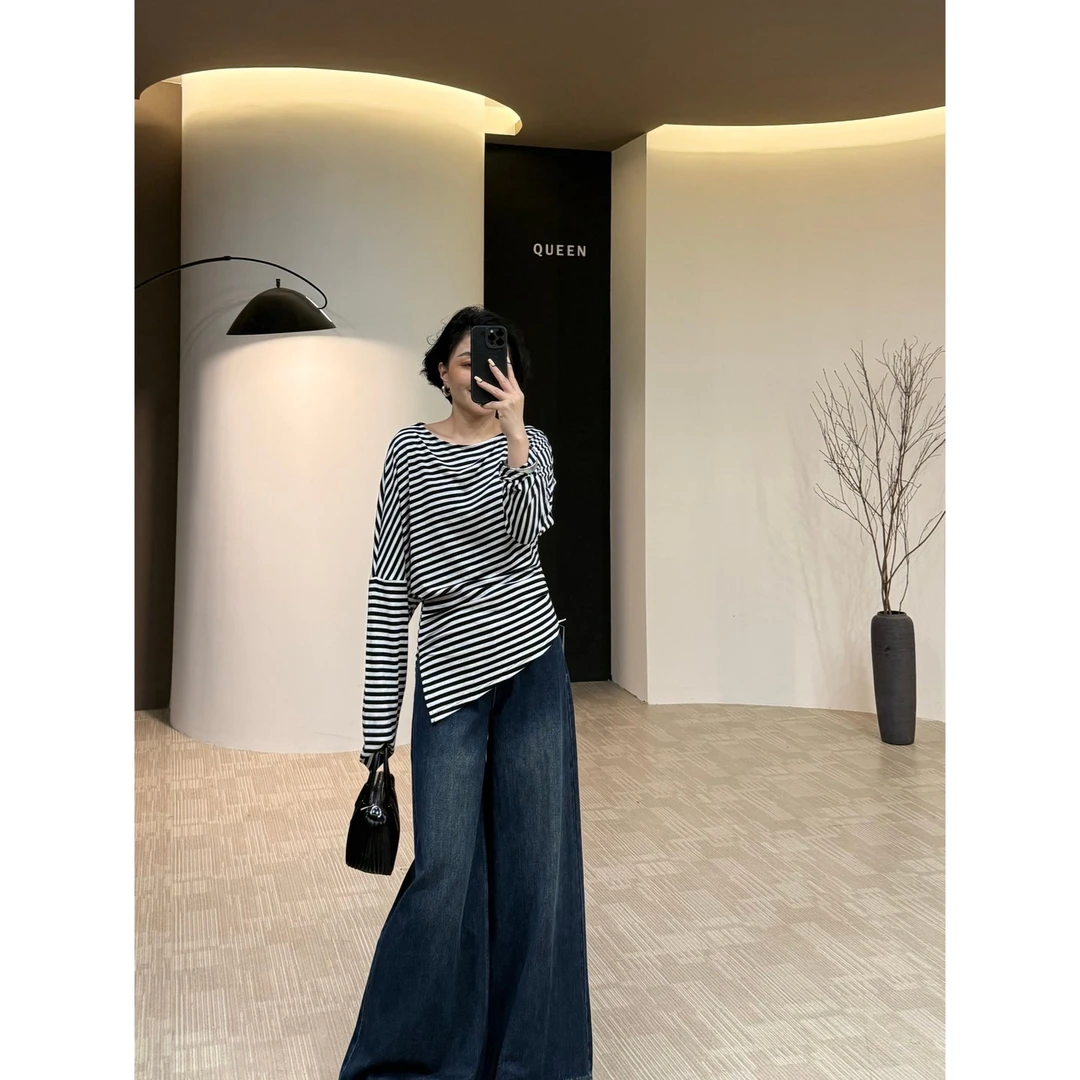 美丽定制极简黑白条设计打底衫160斤以内（251174）