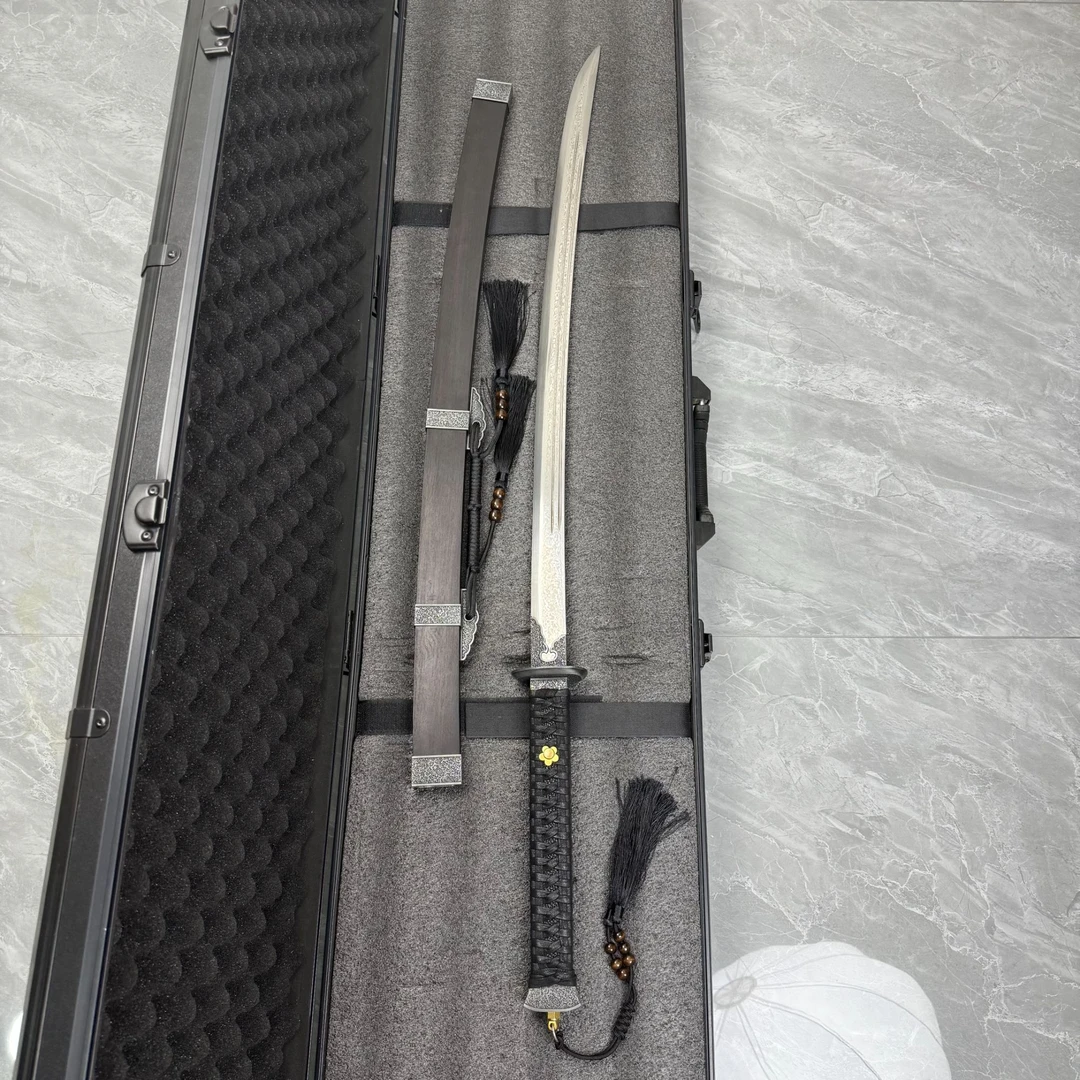 【龙泉振天刀剑】明官刀 乌木刀鞘 百炼花纹钢宝刀宝剑冷兵器未开刃