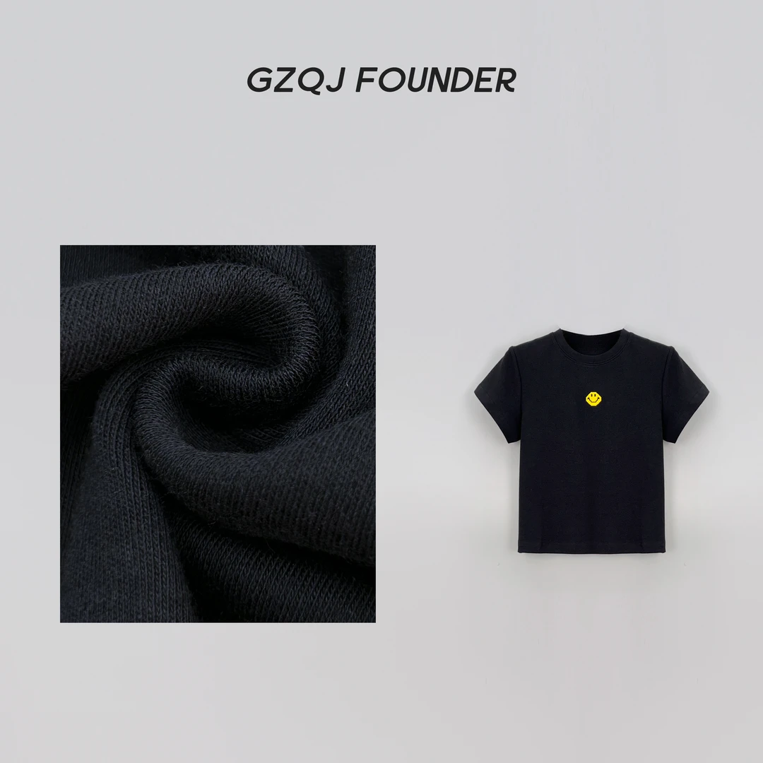 GZQJ【笑口常开】小众设计圆领时尚百搭短袖T恤女夏上衣21951