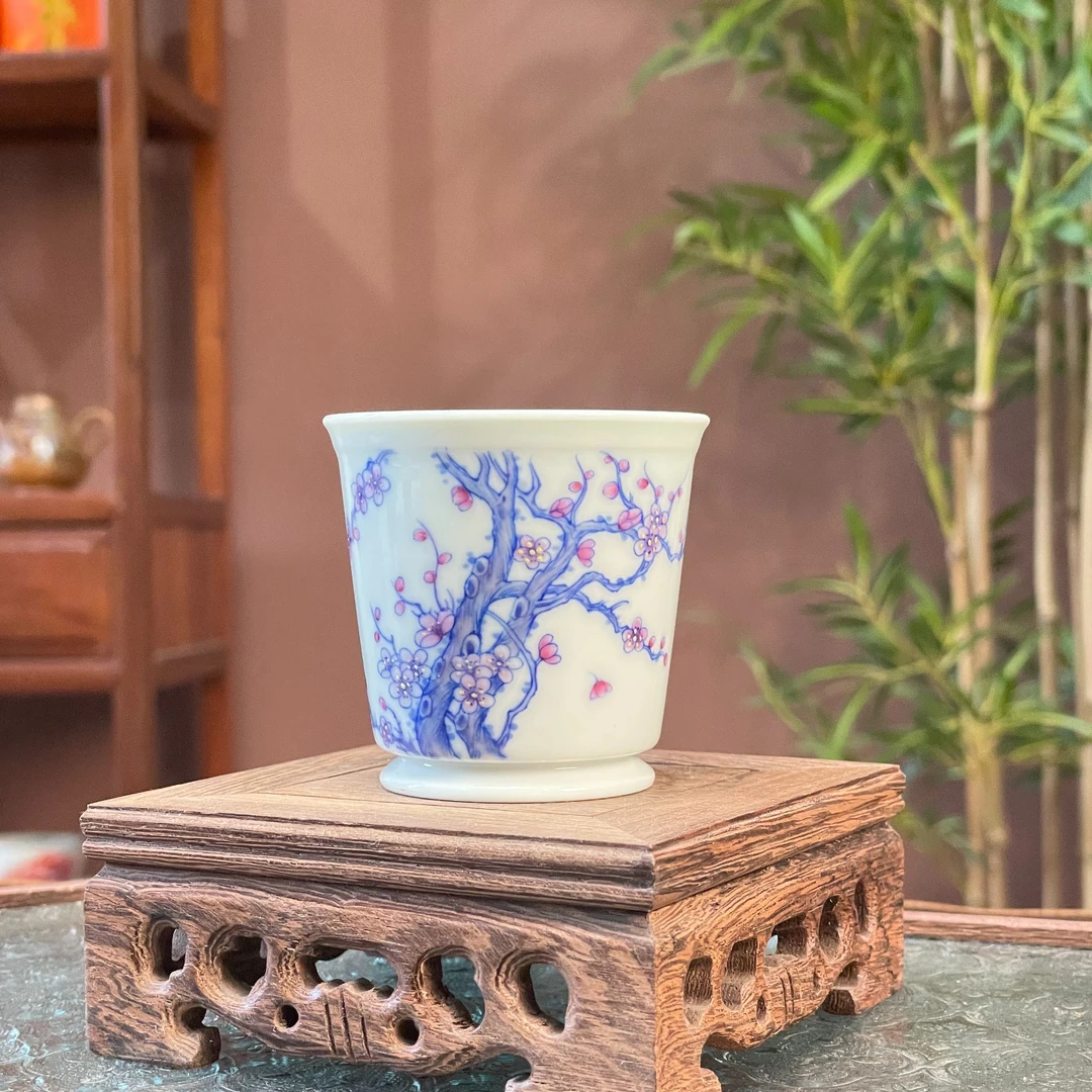 石丹茶器 手绘梅花直口杯 S008
