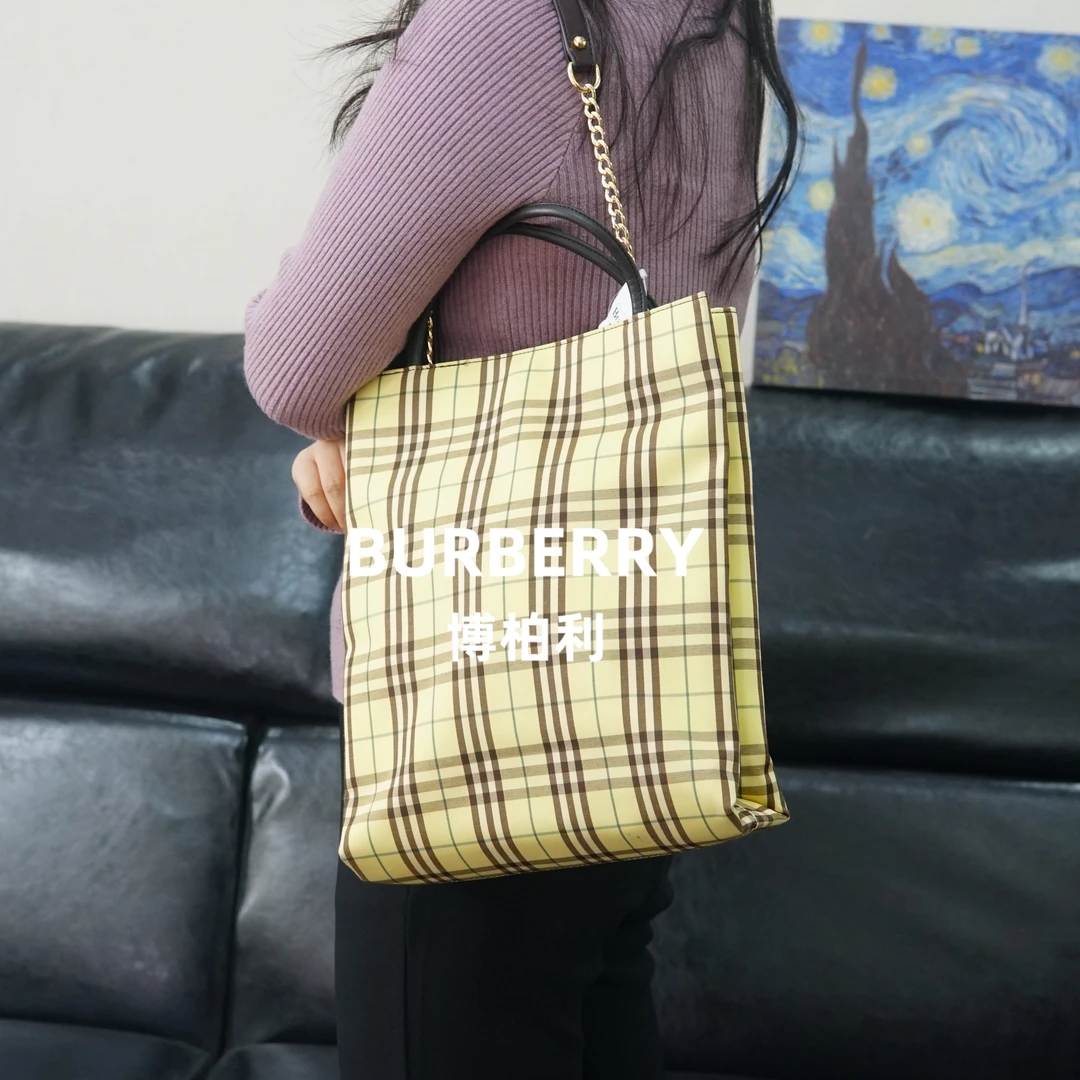 95新 BURBERRY/博柏利 巴宝莉/格纹链条包/JJ01827464/7464