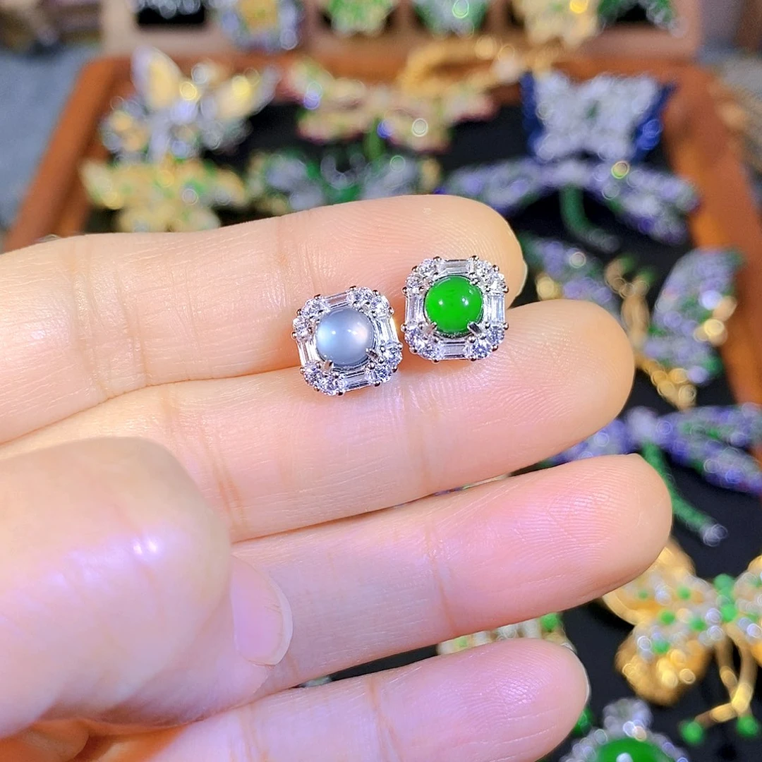 吊坠(不含链)银S925镶嵌翡翠