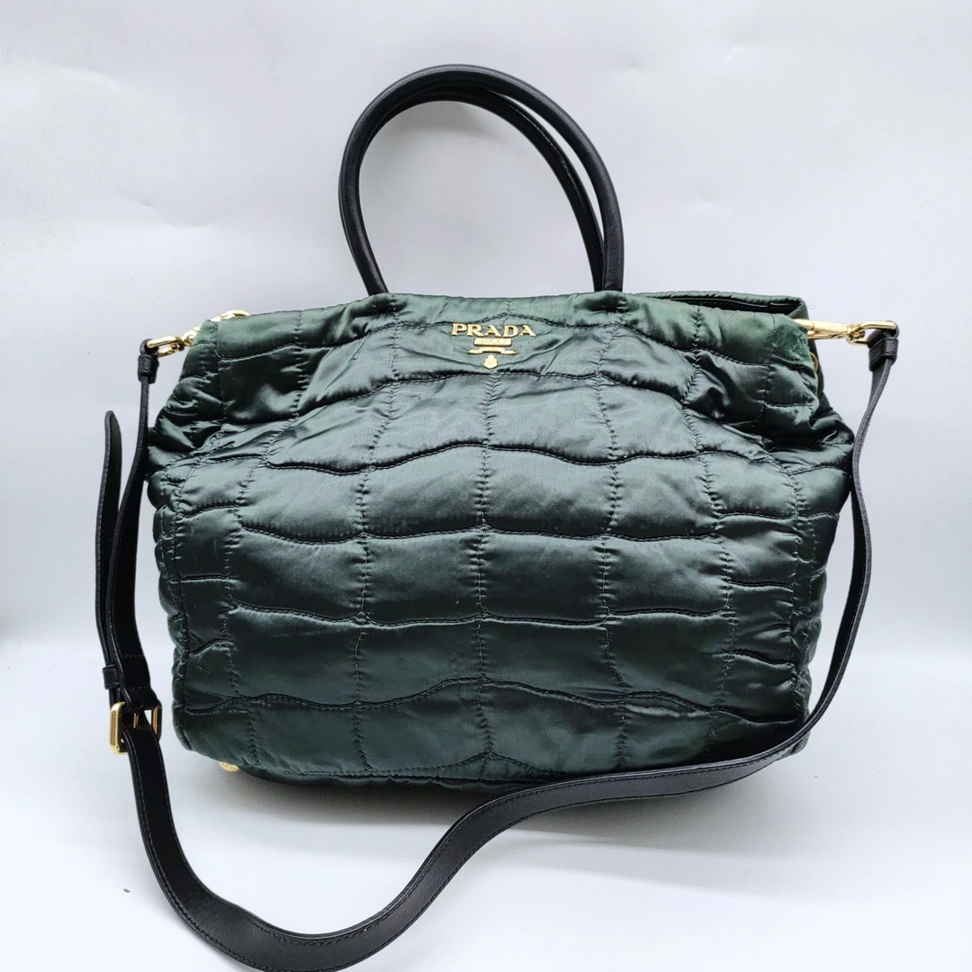 95新 Prada/普拉达   墨绿色手提斜挎包 1411 2560