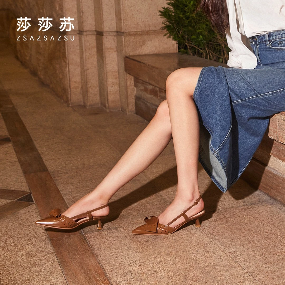 【星线专属】莎莎苏一秒入夏高跟鞋温柔晚晚风包头女凉鞋ZA54273-60