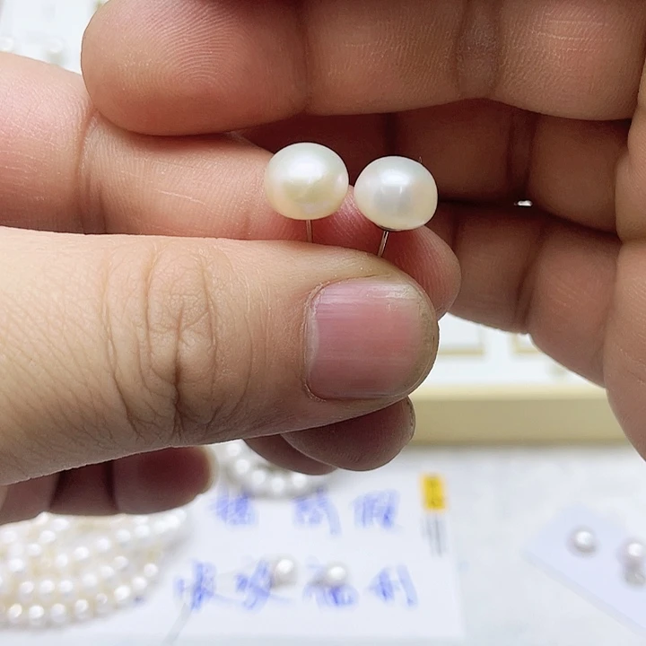 淡水珍珠耳饰银S925镶嵌S****0