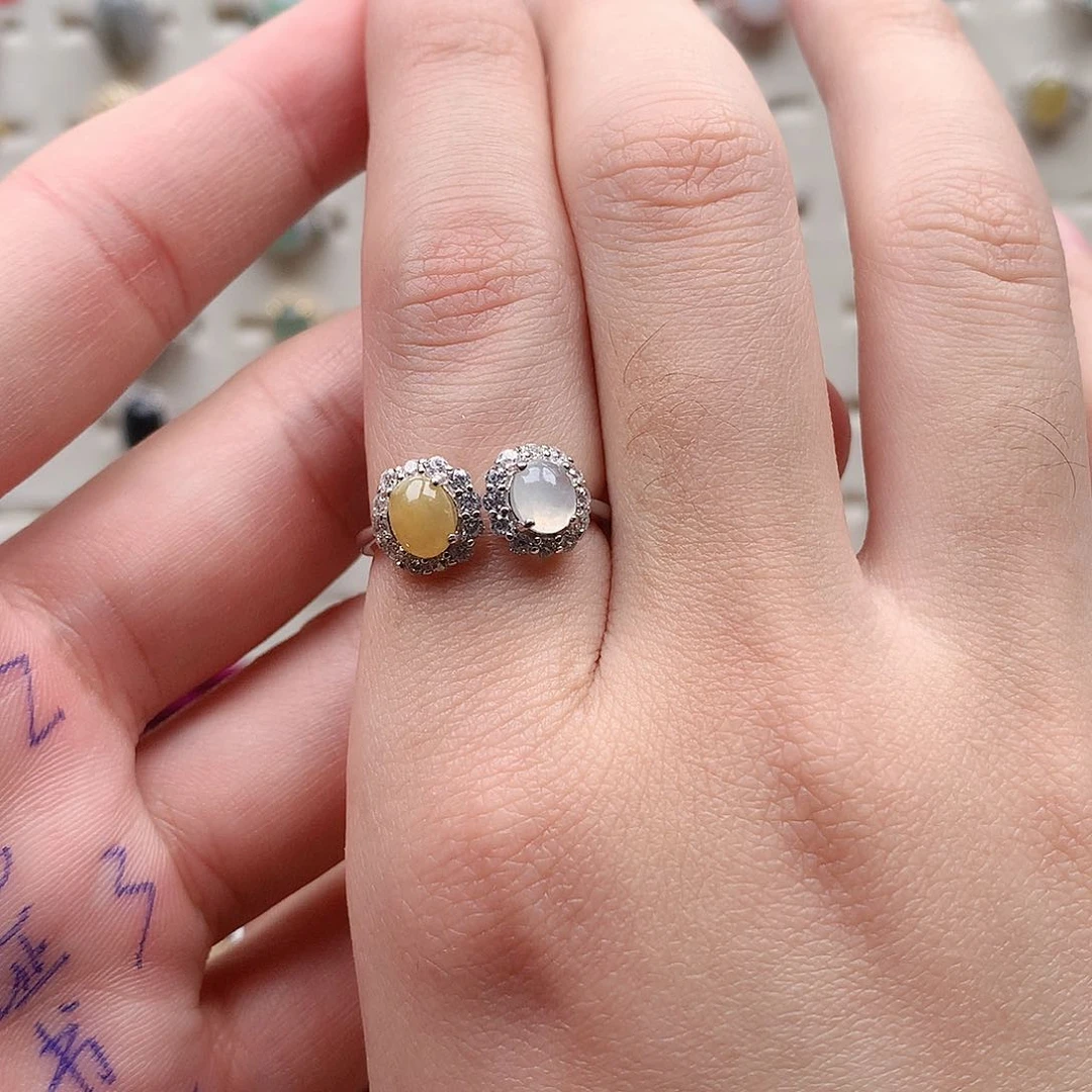 翡翠戒指银S925镶嵌E****?0212