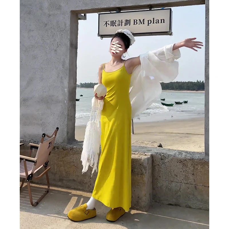 2025夏季新款女法式气质宽松百搭防晒长袖衬衫收腰包臀吊带连衣裙