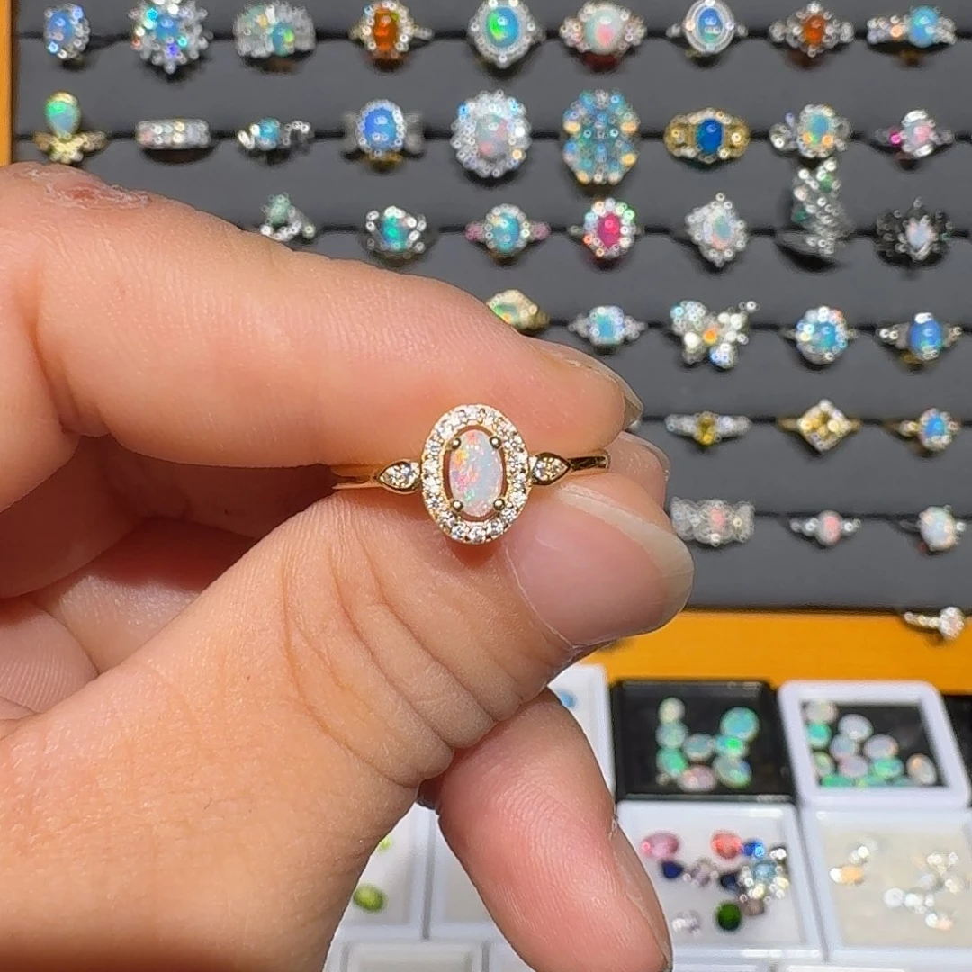 欧泊银S925镶嵌戒指戒指