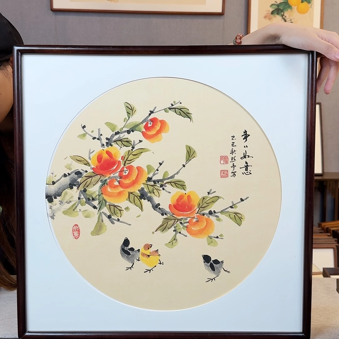 版画纯手绘，纯手写带框尺寸：53×53厘米